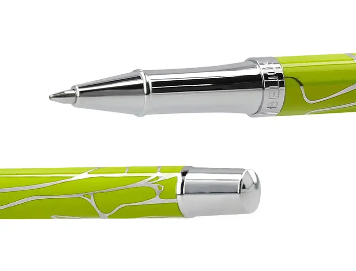 Belius Cocktails Margarita Bolígrafo y Wallet Aluminio Verde Lima Plateado con Relieve, Tinta Azul, Caja Incluida