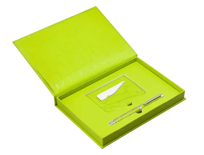 Belius Cocktails Margarita Bolígrafo y Wallet Aluminio Verde Lima Plateado con Relieve, Tinta Azul, Caja Incluida