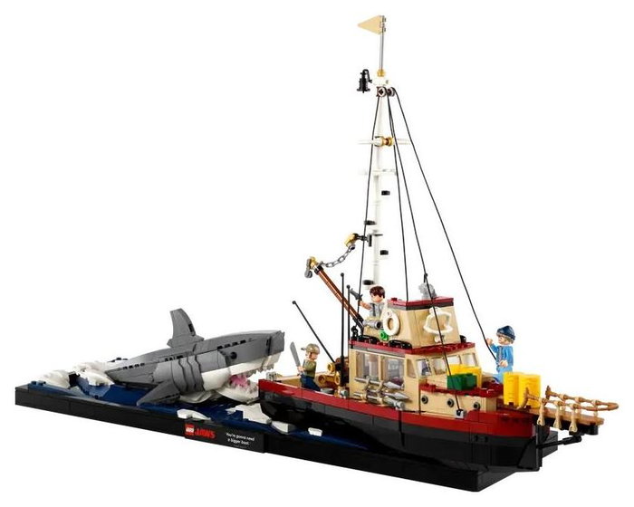 LEGO Ideas Tiburón 21350 con barco Orca y minifiguras