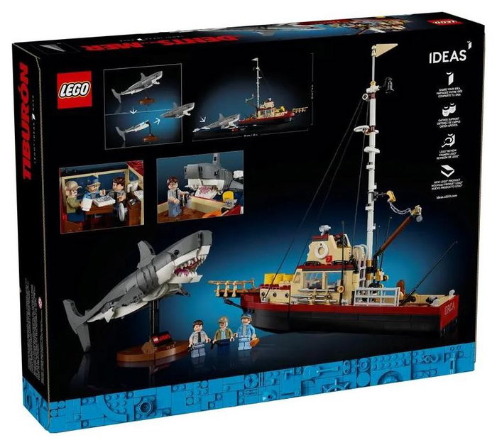 LEGO Ideas Tiburón 21350 con barco Orca y minifiguras