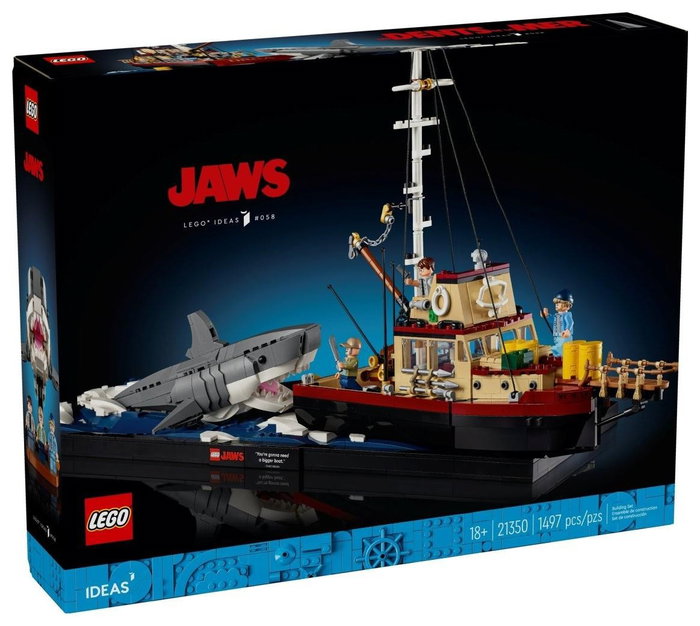 LEGO Ideas Tiburón 21350 con barco Orca y minifiguras