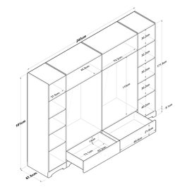 Hanah Home F4 - 498 Armario Blanco 243x181x47.6cm Aglomerado Melamina Calidad E1
