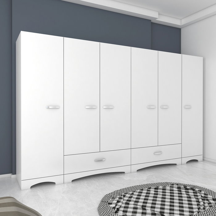 Hanah Home F4 - 498 Armario Blanco 243x181x47.6cm Aglomerado Melamina Calidad E1