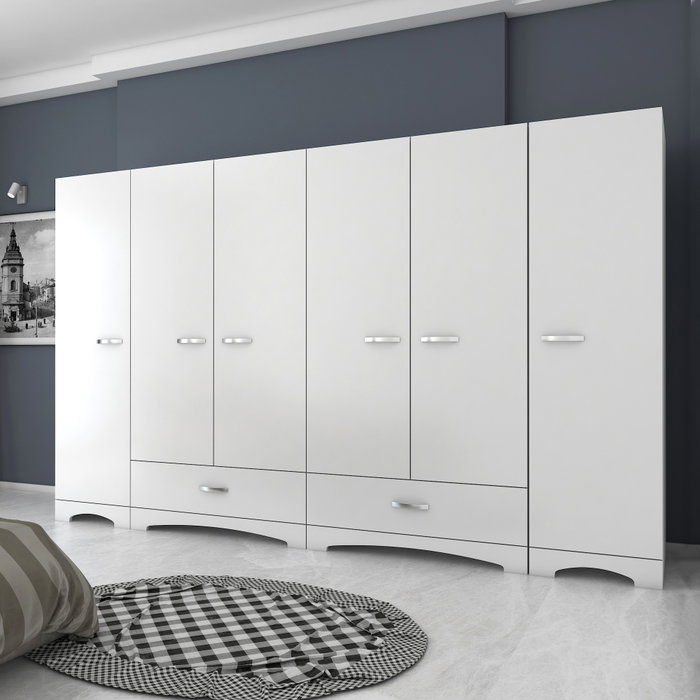 Hanah Home F4 - 498 Armario Blanco 243x181x47.6cm Aglomerado Melamina Calidad E1