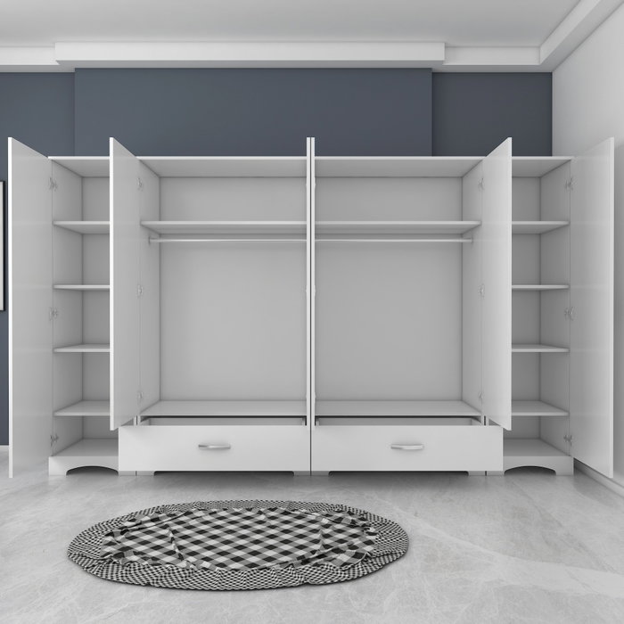Hanah Home F4 - 498 Armario Blanco 243x181x47.6cm Aglomerado Melamina Calidad E1