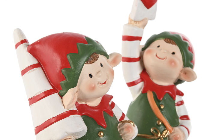 DKD Home Decor Figura Navidad Tradicional Elfo Ceramica Verde Rojo 10 x 25 x 10 cm (6 Unidades)