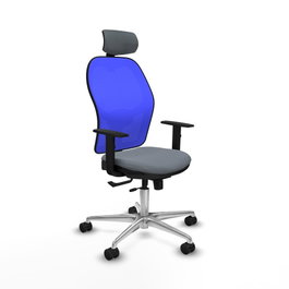 PIQUERAS Y CRESPO Silla de oficina Jorquera con mecanismo Sincro/Traslack, Gris y Azul