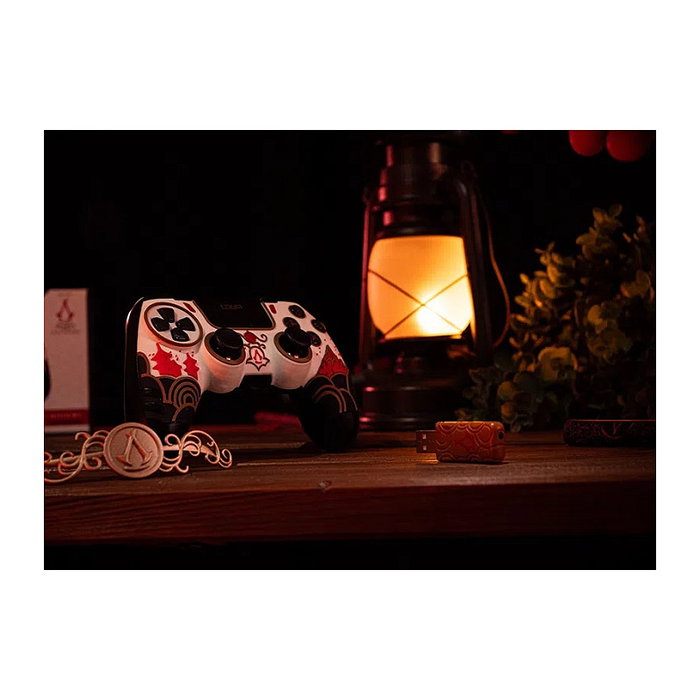 LEXIP Gamepad X UBISOFT Assassin's Creed Shadows PC - Mando Inalámbrico para PC, PS4, Nintendo Switch, Android, Bluetooth/RF/USB, 14 Botones, Vibración, Negro/Oro/Rojo/Blanco