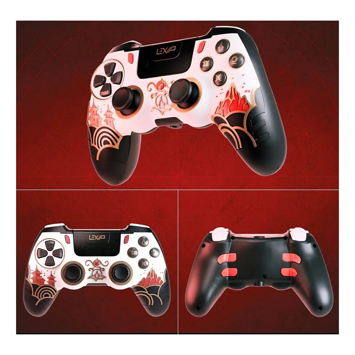 LEXIP Gamepad X UBISOFT Assassin's Creed Shadows PC - Mando Inalámbrico para PC, PS4, Nintendo Switch, Android, Bluetooth/RF/USB, 14 Botones, Vibración, Negro/Oro/Rojo/Blanco