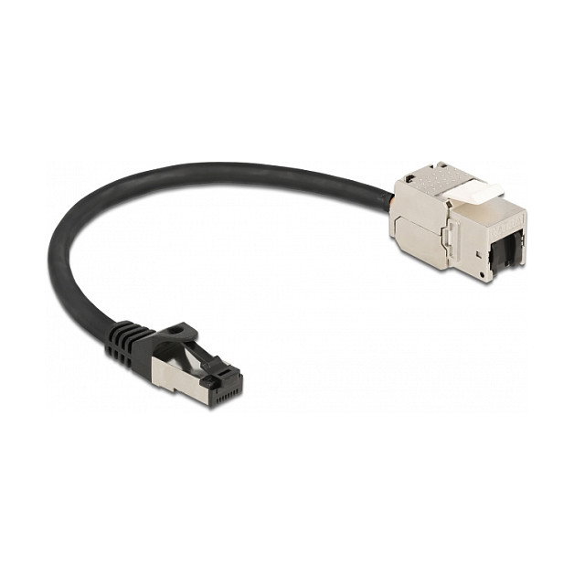 DeLOCK Cable RJ45 macho a Módulo Keystone RJ45 hembra Cat.6A 25 cm Negro