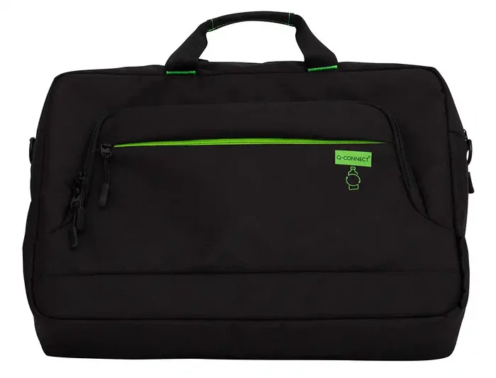 Q-connect Maletín para Portátil 17.2" Negro, 1 Asa, 2 Bolsillos Exteriores, Polietileno Reciclado, Compartimento Acolchado