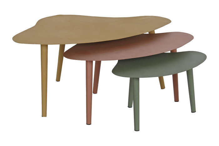 DKD Home Decor Set de 3 Mesas de Centro Abstracto de Hierro Multicolor DKD Home Decor Set de 3 Mesas de Centro Abstracto de Hierro Multicolor
