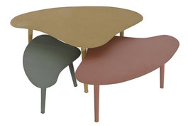 DKD Home Decor Set de 3 Mesas de Centro Abstracto de Hierro Multicolor
