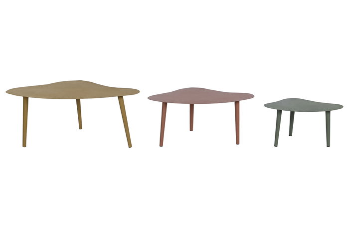 DKD Home Decor Set de 3 Mesas de Centro Abstracto de Hierro Multicolor