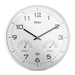 Mebus 52841 Reloj de Pared Analógico con Radio Control, Termómetro e Higrómetro