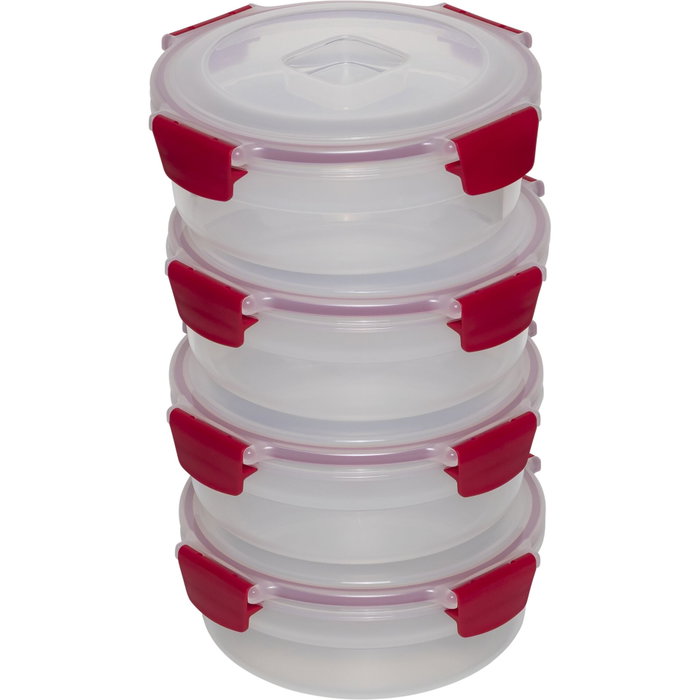 Joseph Joseph Nest Lock Juego de 4 Recipientes de Alimentos Redondos de 1L, Rojo