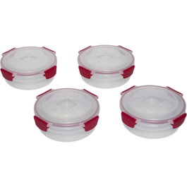 Joseph Joseph Nest Lock Juego de 4 Recipientes de Alimentos Redondos de 1L, Rojo
