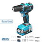 Koma Tools Kit taladro atornillador brushless 20 V con 2 baterías 2,0 Ah