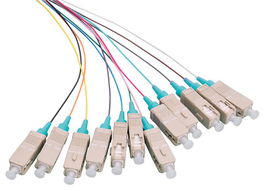 LOGON PROFESSIONAL LFP025 Set 12x SC OM3 2M Pigtails Fibra Óptica Color Turquesa Conector LSZH