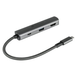 GoodConnections HUB-C002A USB-C HUB 3 puertos HDMI, USB 3.0 y USB-C, Antracita