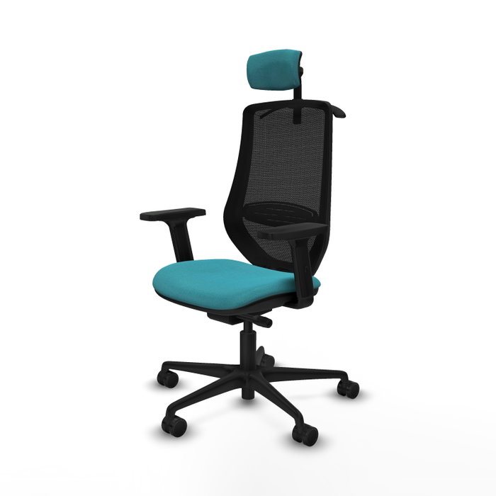 PIQUERAS Y CRESPO Silla de oficina Mardos con mecanismo Sincro/Traslack, Tela Turquesa y Malla Negra PIQUERAS Y CRESPO Silla de oficina Mardos con mecanismo Sincro/Traslack, Tela Turquesa y Malla Negra