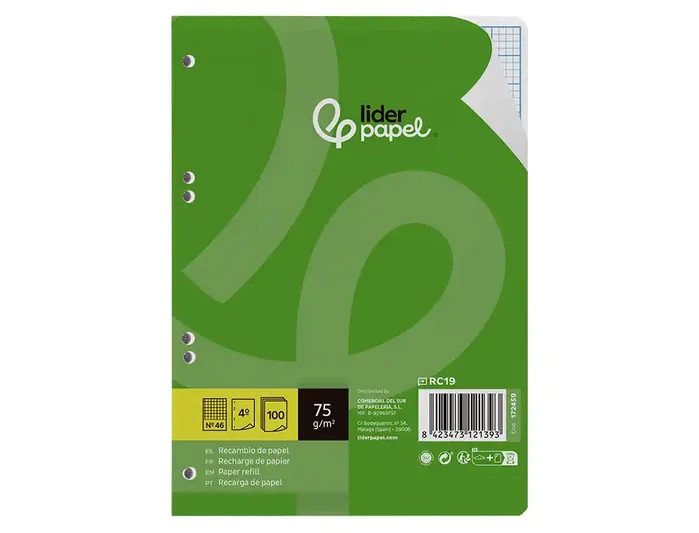 Liderpapel Recambio Din A5 100 Hojas Rayado nº 46 6 Taladros Liderpapel Recambio Din A5 100 Hojas Rayado nº 46 6 Taladros