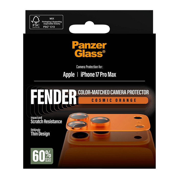 PanzerGlass PanzerGlass FENDER Protector de Pantalla para la Cámara iPhone 17 Pro Max Cosmic Orange