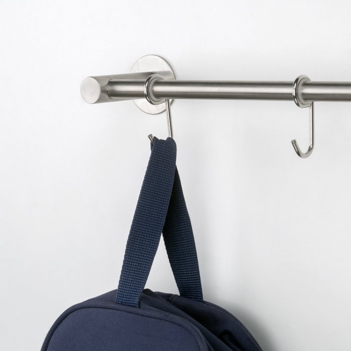 Emuca Colgador adhesivo de cocina con 5 ganchos Supra, Acero inoxidable Emuca Colgador adhesivo de cocina con 5 ganchos Supra, Acero inoxidable