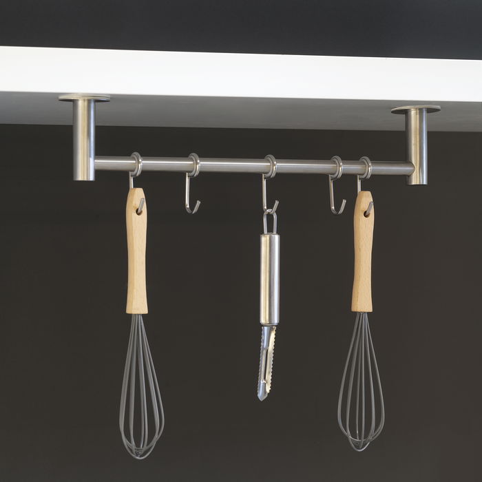 Emuca Colgador adhesivo de cocina con 5 ganchos Supra, Acero inoxidable Emuca Colgador adhesivo de cocina con 5 ganchos Supra, Acero inoxidable