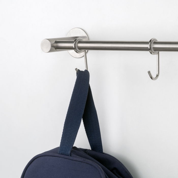 Emuca Colgador adhesivo de cocina con 5 ganchos Supra, Acero inoxidable Emuca Colgador adhesivo de cocina con 5 ganchos Supra, Acero inoxidable