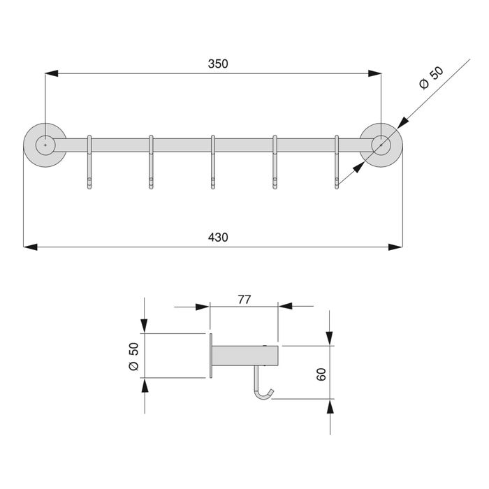 Emuca Colgador adhesivo de cocina con 5 ganchos Supra, Acero inoxidable Emuca Colgador adhesivo de cocina con 5 ganchos Supra, Acero inoxidable