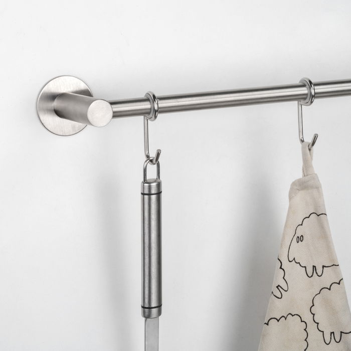 Emuca Colgador adhesivo de cocina con 5 ganchos Supra, Acero inoxidable Emuca Colgador adhesivo de cocina con 5 ganchos Supra, Acero inoxidable