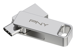 PNY DUO LINK Memoria USB 128 GB USB Type-A / USB Type-C 3.2 Gen 1 Velocidad de Lectura 200 MB/s Acero Inoxidable