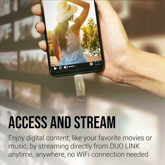 PNY Duo Link 128 GB con conectores USB Type-A y USB Type-C PNY Duo Link 128 GB con conectores USB Type-A y USB Type-C