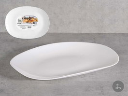 Vivalto Bandeja de Vidrio Opal Rectangular 31 cm, Blanca - Dimensiones: 22x30.5x2.5 cm (Set de 24)