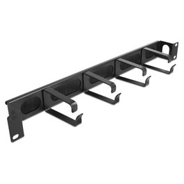 DeLOCK Tira tipo cepillo para gestión de cables 19″ con 4 ganchos y entrada lateral Negro 1U