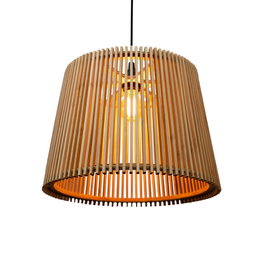 New Garden Lámpara Colgante Okinawa 40 con Estructura de Bambú Tratado, Ø39 x 28 cm, Color Marrón, IP44 Resistente para Exterior