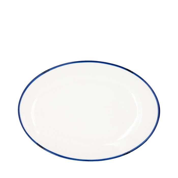Summa Set de 6 Platos Llanos Ovales Coupe Marfil y Azul