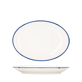 Summa Set de 6 Platos Llanos Ovales Coupe Marfil y Azul