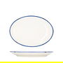 SUMMA Fuente Oval Alacena Azul para Vajilla, Decorada, 22x16 cm - Porcelana Blanco Marfil con Detalles Azul (Set de 6)