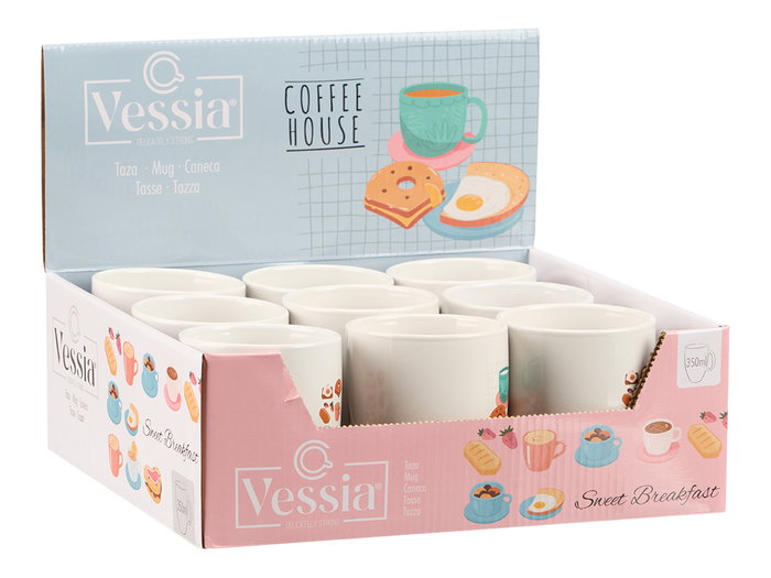 Vessia Taza Porcelana Coffee House Surtidos 350 ml (12.4 x 10 x 8.3 cm) (Set de 27)