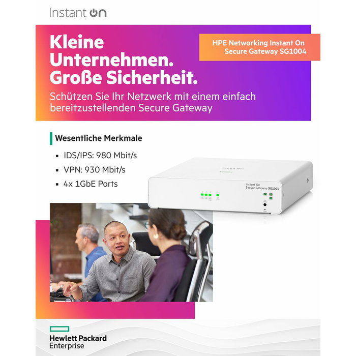 HPE Networking Instant On SG1004 Secure Gateway de 4 puertos Gigabit HPE Networking Instant On SG1004 Secure Gateway de 4 puertos Gigabit