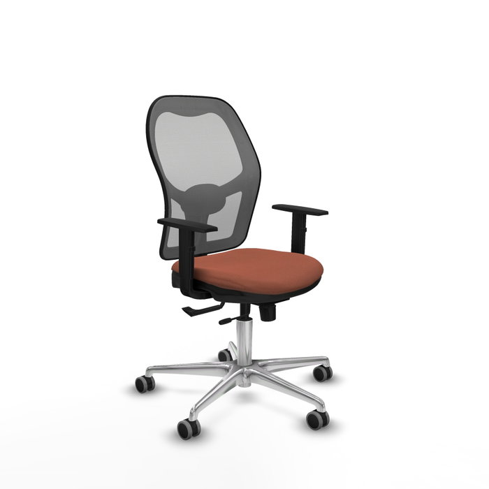PIQUERAS Y CRESPO Silla de oficina Jorquera con mecanismo Sincro/Traslack, Tela Marrón y Malla Gris PIQUERAS Y CRESPO Silla de oficina Jorquera con mecanismo Sincro/Traslack, Tela Marrón y Malla Gris