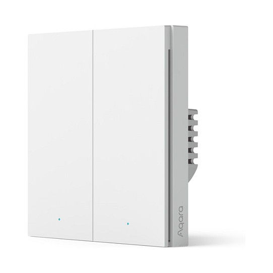 Aqara WS-EUK02 Interruptor de Pared Inteligente H1 de 2 Botones, Sin Neutro, Blanco, ZigBee, Compatible con HomeKit