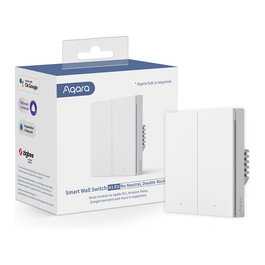 Aqara WS-EUK02 Interruptor Inteligente de Pared H1 Sin Neutro, Doble Pulsador, ZigBee, Compatible con HomeKit, Blanco