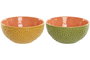 DKD Home Decor Bol Tropical Gres Verde Amarillo 15.5 x 7 x 15.5 cm (4 Unidades) Apto Microondas y Lavavajillas