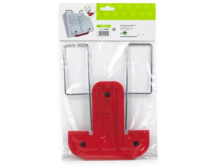 Liderpapel Atril Base Metálica Ángulo Ajustable Soporte Parte Posterior 195x235 mm Color Rojo