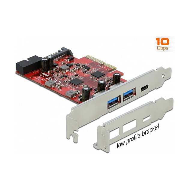 DeLOCK 90492 Tarjeta PCI Express x4 con 1 x USB Type-C, 2 x USB Type-A y 1 x cabezal interno USB