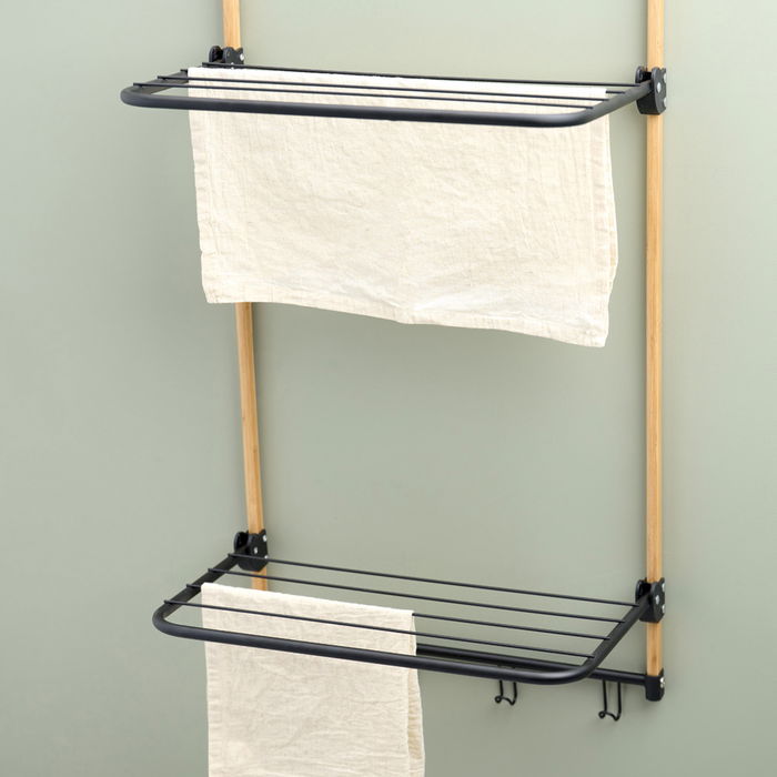 Day Tendedero Para Puerta Metálico Plástico Bambú 45x28x100 cm Capacidad 5 kg