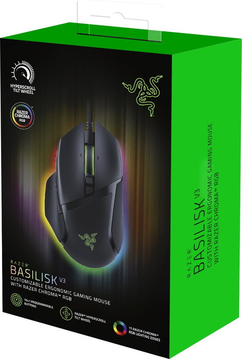 Razer Basilisk V3 Ratón Gaming para Diestros USB Óptico 26000 DPI Negro